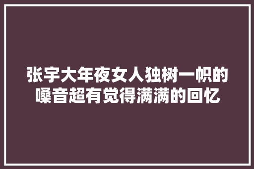 张宇大年夜女人独树一帜的嗓音超有觉得满满的回忆