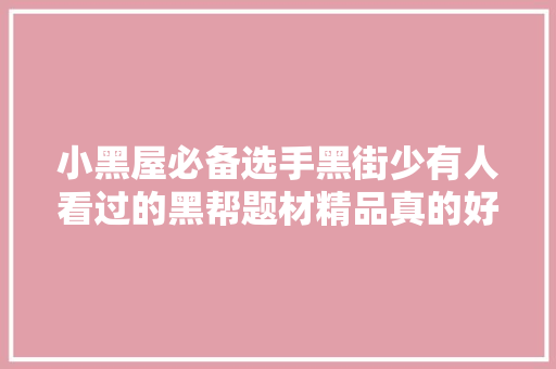 小黑屋必备选手黑街少有人看过的黑帮题材精品真的好看