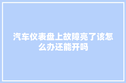 汽车仪表盘上故障亮了该怎么办还能开吗
