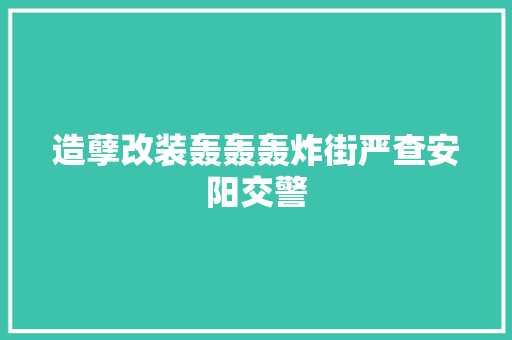 造孽改装轰轰轰炸街严查安阳交警