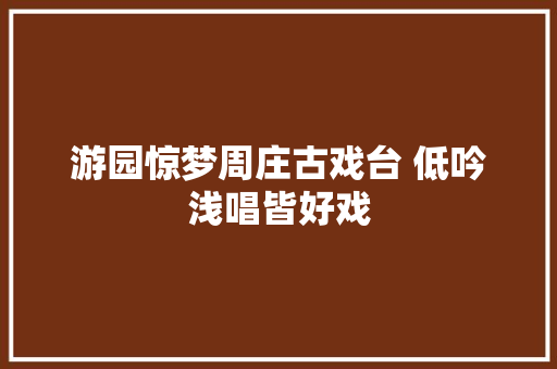 游园惊梦周庄古戏台 低吟浅唱皆好戏