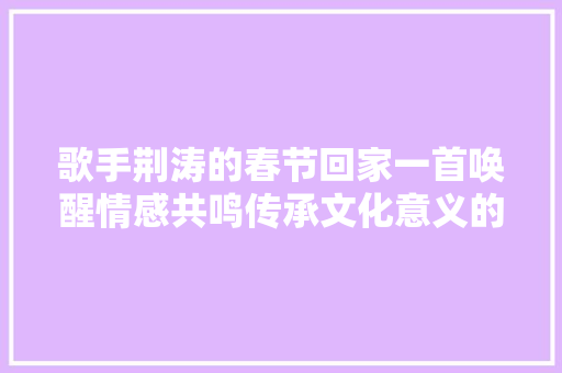 歌手荆涛的春节回家一首唤醒情感共鸣传承文化意义的歌曲
