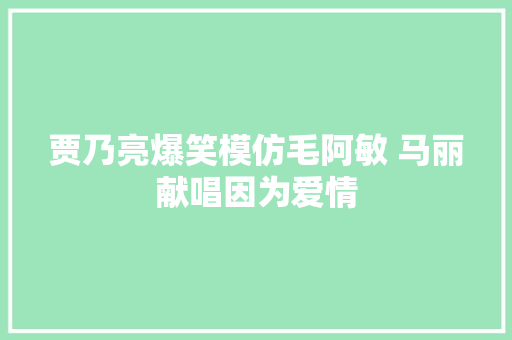 贾乃亮爆笑模仿毛阿敏 马丽献唱因为爱情