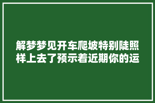 解梦梦见开车爬坡特别陡照样上去了预示着近期你的运势不好