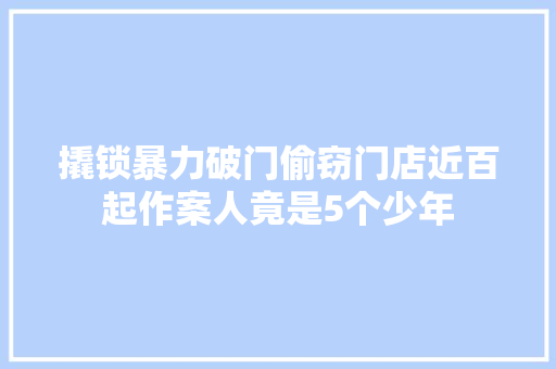 撬锁暴力破门偷窃门店近百起作案人竟是5个少年