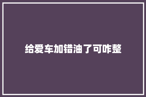 给爱车加错油了可咋整