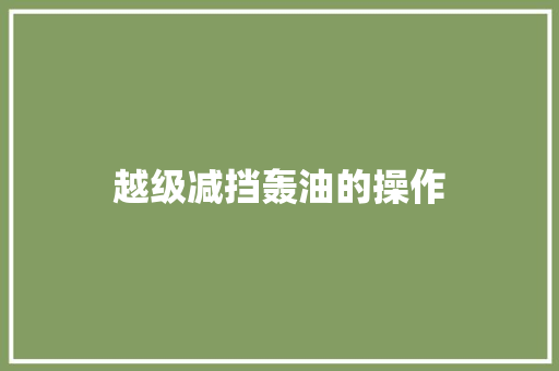 越级减挡轰油的操作 汽车知识