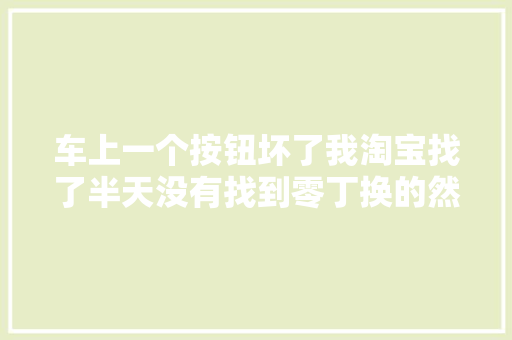 车上一个按钮坏了我淘宝找了半天没有找到零丁换的然后找零