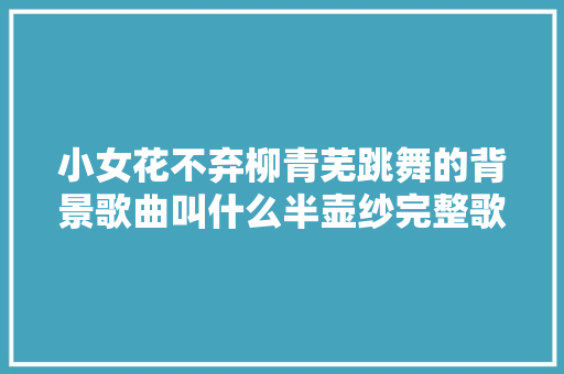 小女花不弃柳青芜跳舞的背景歌曲叫什么半壶纱完整歌词在哪能听