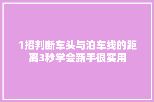 1招判断车头与泊车线的距离3秒学会新手很实用