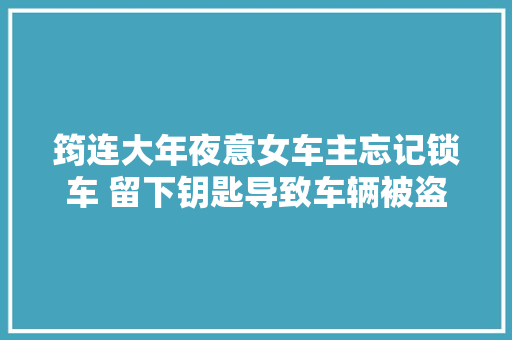 筠连大年夜意女车主忘记锁车 留下钥匙导致车辆被盗