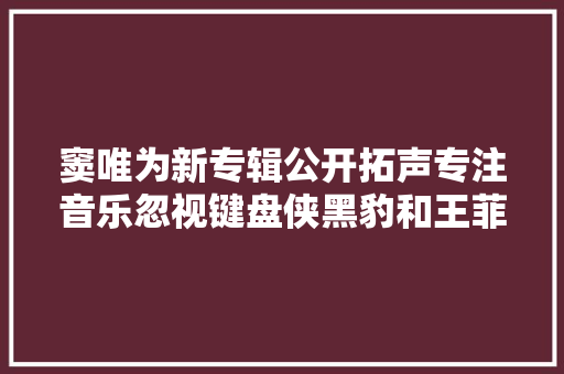 窦唯为新专辑公开拓声专注音乐忽视键盘侠黑豹和王菲不值一提