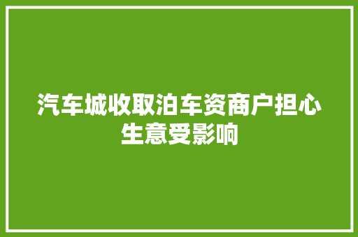 汽车城收取泊车资商户担心生意受影响