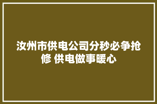 汝州市供电公司分秒必争抢修 供电做事暖心