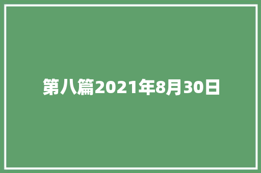 第八篇2021年8月30日