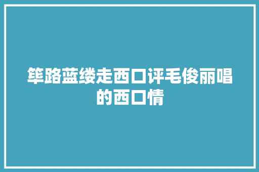 筚路蓝缕走西口评毛俊丽唱的西口情