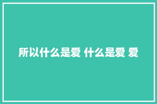 所以什么是爱 什么是爱 爱