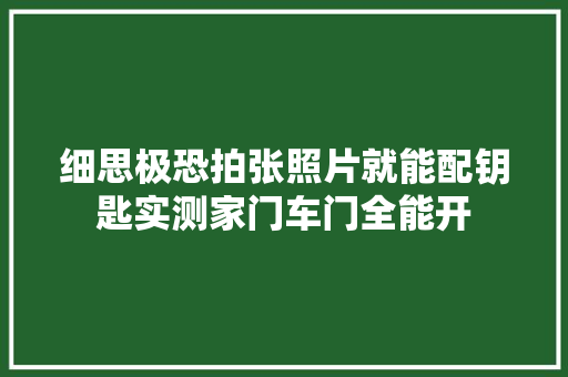细思极恐拍张照片就能配钥匙实测家门车门全能开