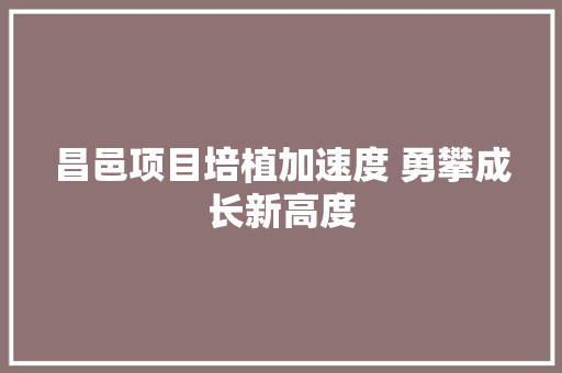 昌邑项目培植加速度 勇攀成长新高度