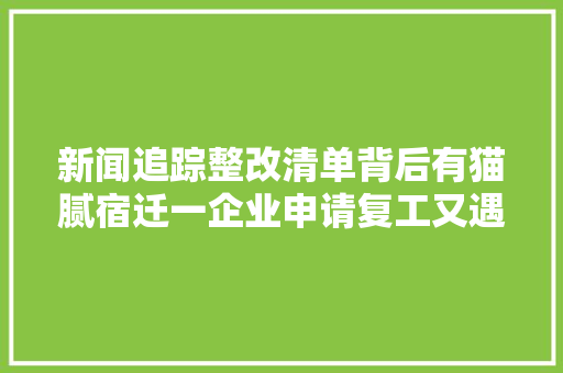 新闻追踪整改清单背后有猫腻宿迁一企业申请复工又遇新难题