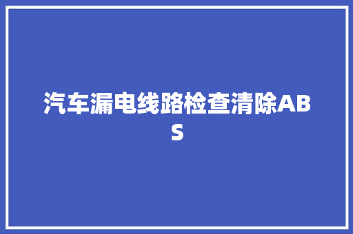 汽车漏电线路检查清除ABS