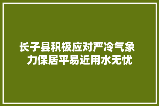 长子县积极应对严冷气象  力保居平易近用水无忧
