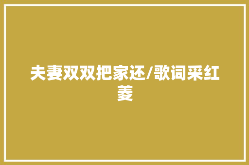 夫妻双双把家还/歌词采红菱