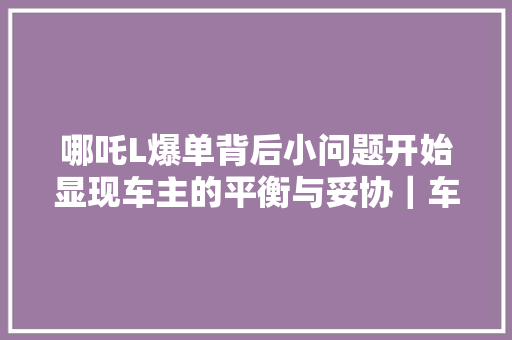 哪吒L爆单背后小问题开始显现车主的平衡与妥协｜车主派