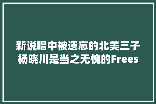新说唱中被遗忘的北美三子杨晓川是当之无愧的Freestyle King