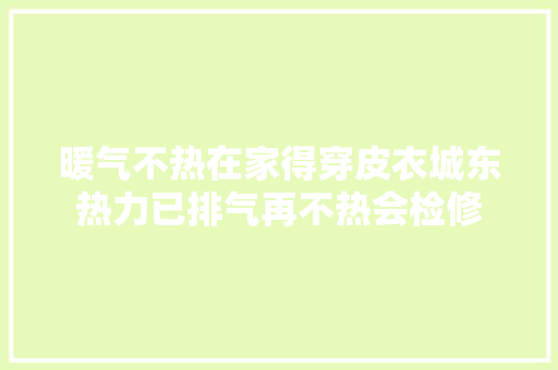 暖气不热在家得穿皮衣城东热力已排气再不热会检修