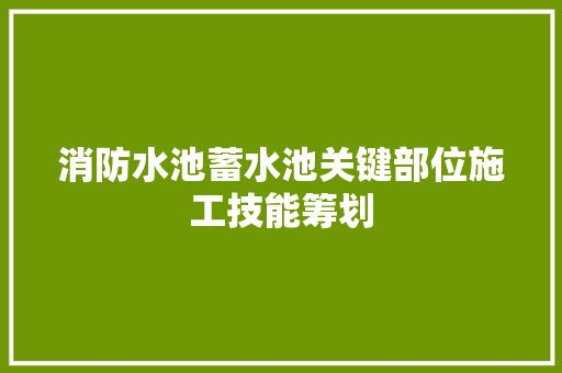消防水池蓄水池关键部位施工技能筹划