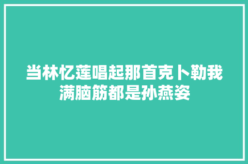 当林忆莲唱起那首克卜勒我满脑筋都是孙燕姿