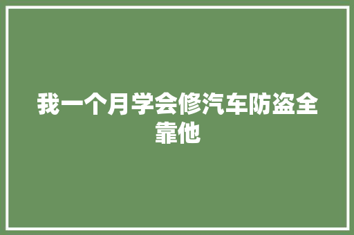 我一个月学会修汽车防盗全靠他