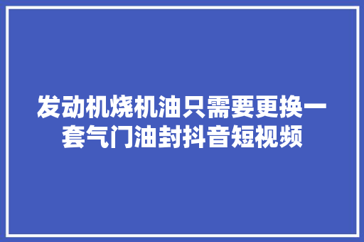 发动机烧机油只需要更换一套气门油封抖音短视频