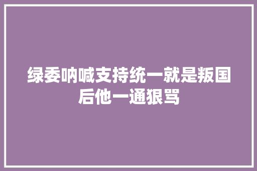 绿委呐喊支持统一就是叛国后他一通狠骂