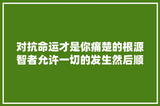 对抗命运才是你痛楚的根源智者允许一切的发生然后顺势而为