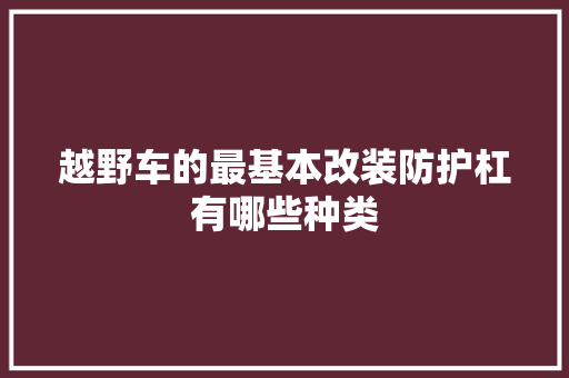 越野车的最基本改装防护杠有哪些种类