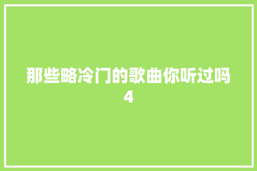 那些略冷门的歌曲你听过吗4