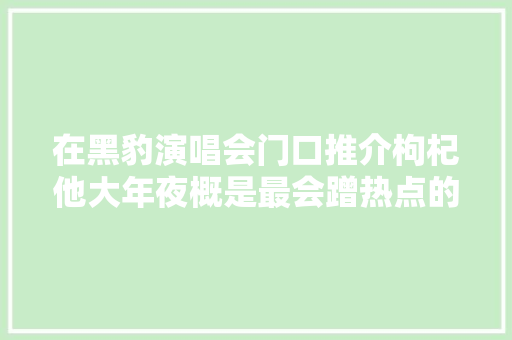 在黑豹演唱会门口推介枸杞他大年夜概是最会蹭热点的副县长了