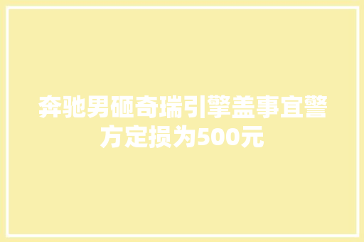 奔驰男砸奇瑞引擎盖事宜警方定损为500元