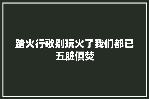 踏火行歌别玩火了我们都已五脏俱焚
