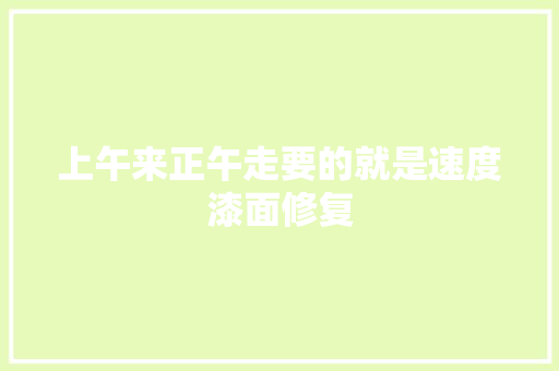 上午来正午走要的就是速度漆面修复