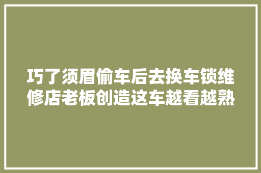 巧了须眉偷车后去换车锁维修店老板创造这车越看越熟悉