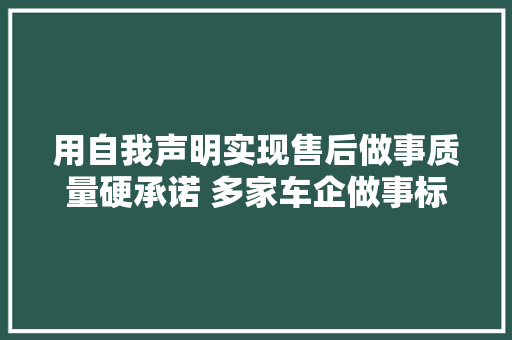 用自我声明实现售后做事质量硬承诺 多家车企做事标准向社会公开