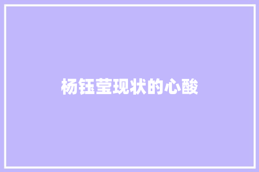 杨钰莹现状的心酸