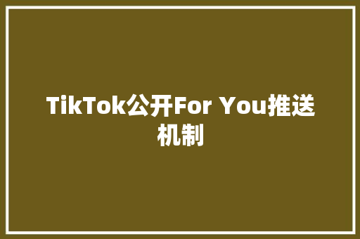TikTok公开For You推送机制