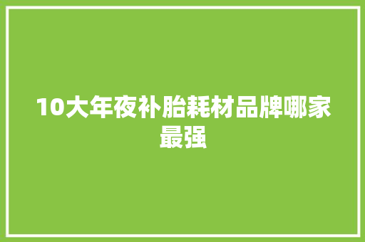 10大年夜补胎耗材品牌哪家最强