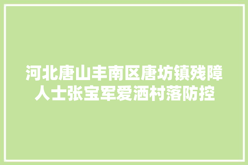 河北唐山丰南区唐坊镇残障人士张宝军爱洒村落防控