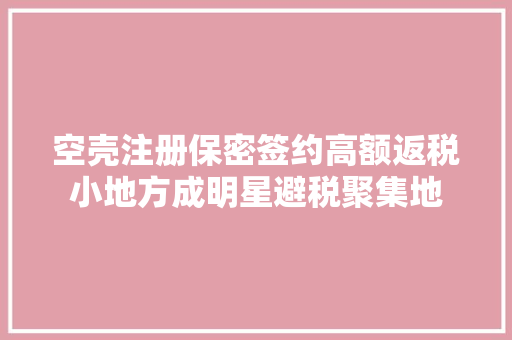 空壳注册保密签约高额返税小地方成明星避税聚集地