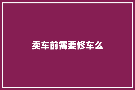 卖车前需要修车么